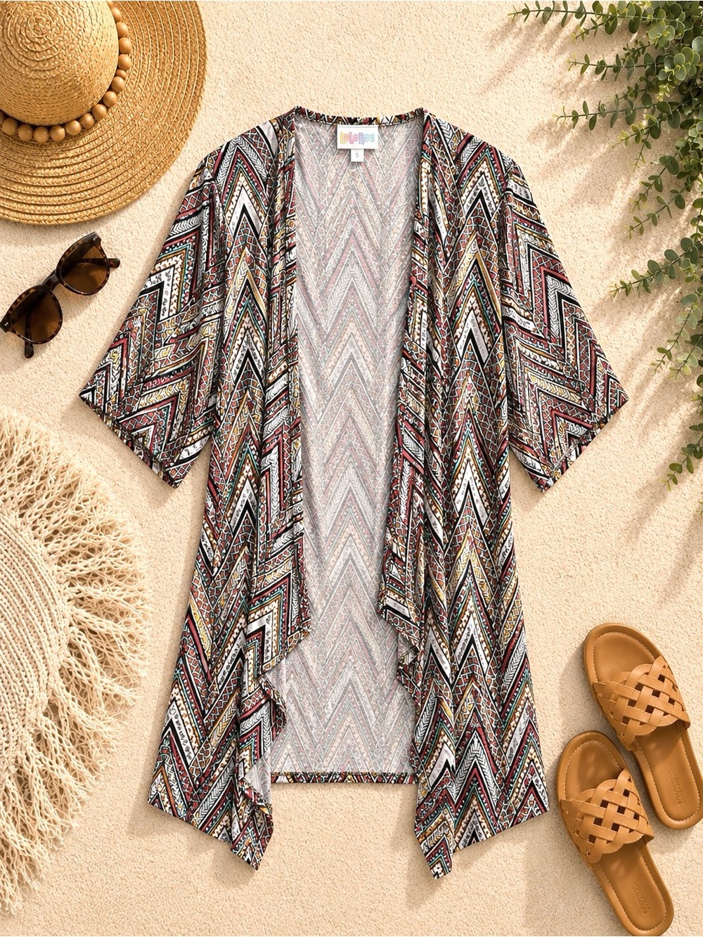 LuLaRoe Shirley Chevron Open-Front Swim Coverup